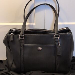 Coach Peyton Black Leather Structured Tote with Dual Handles. Perfect Condition!